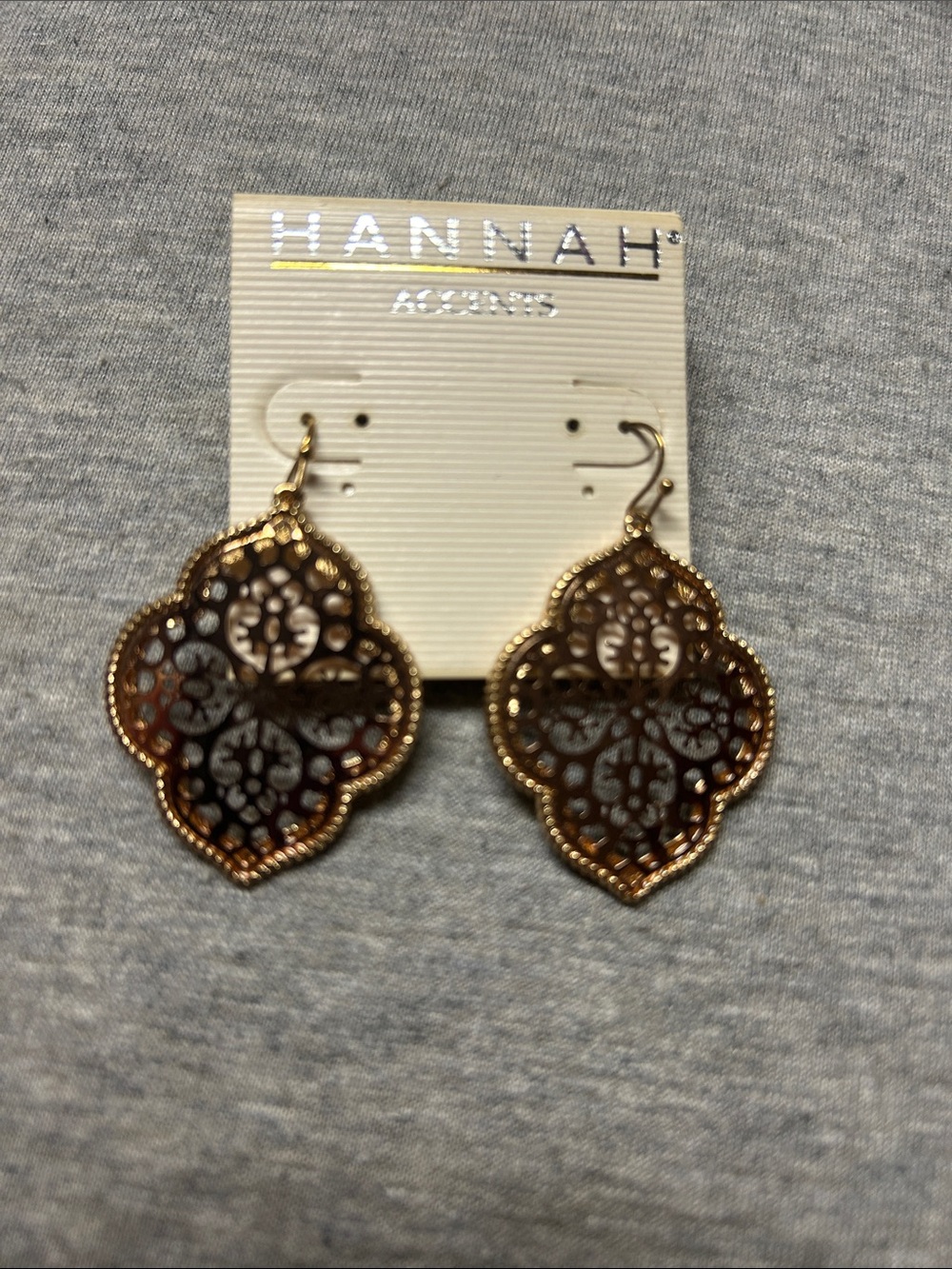 Hannah Gold Filigree Drop Earrings - Brown